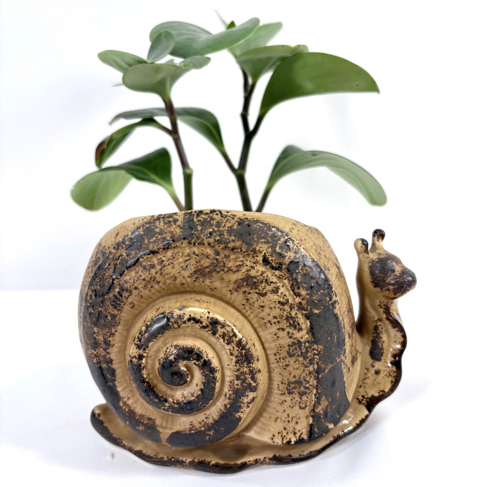 Napcoware Snail Planter Brown Tan Vintage Japan Ceramic C9431 Figurine
